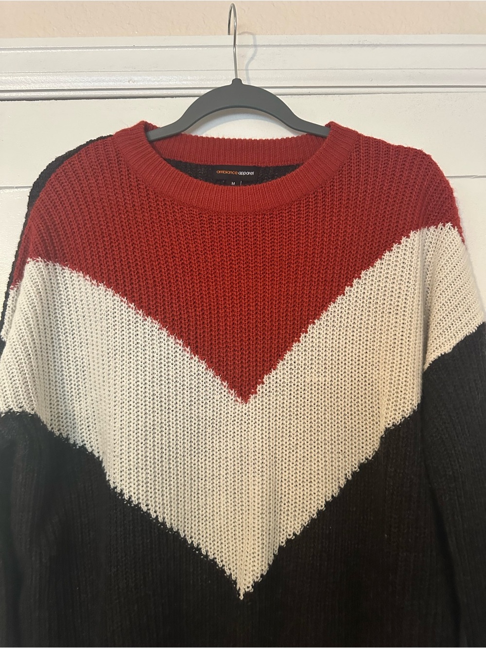Ambiance Apparel Chevron Colorblock Knit Sweater - Picture 2 of 4